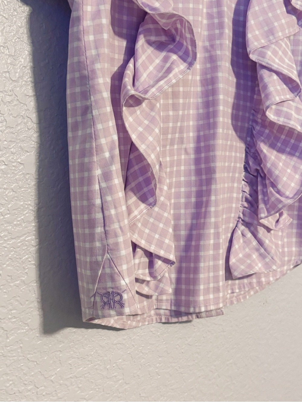 Riley & Rae Lavender Gingham Ruffle Blouse - Picture 3 of 7